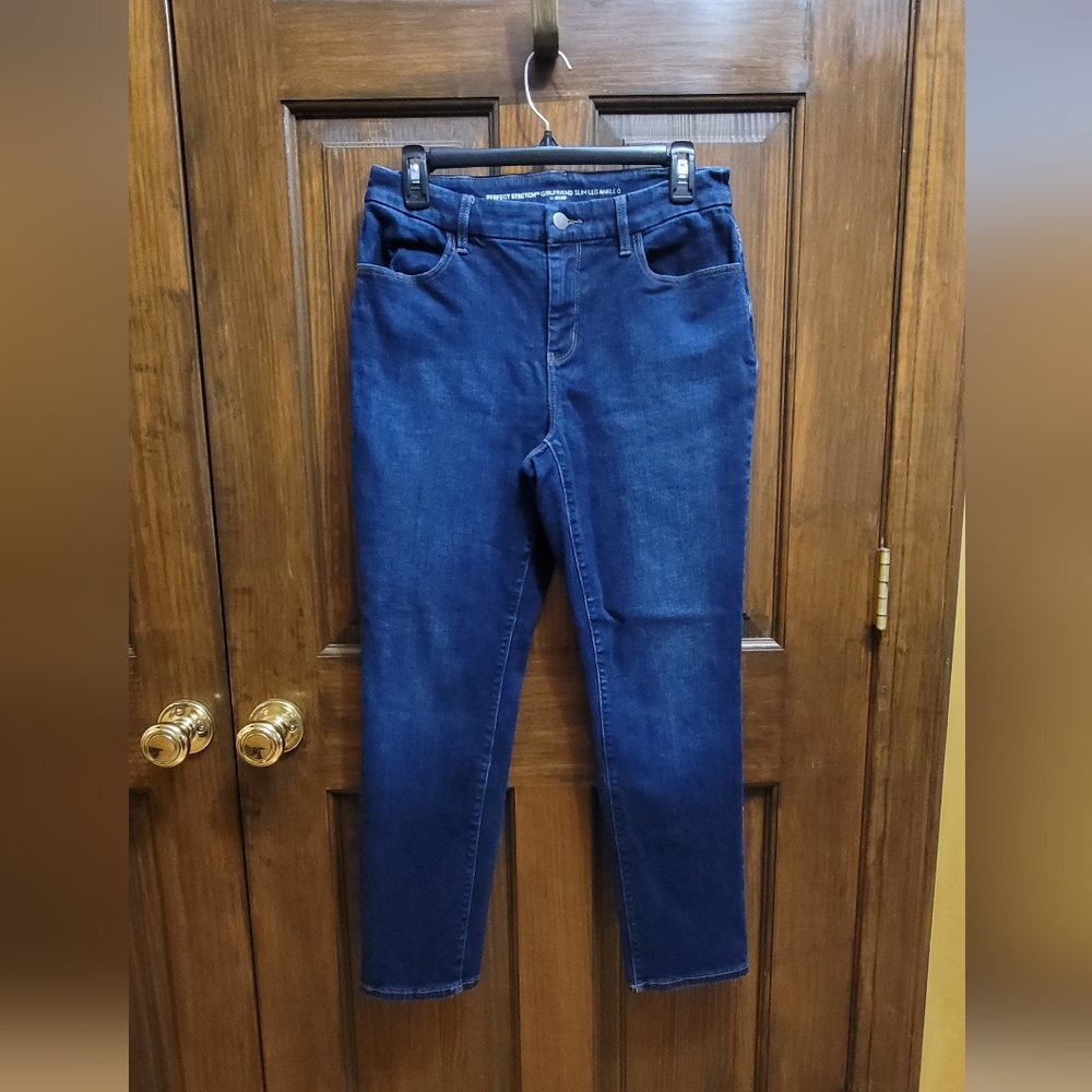 Chico's Sz 0 Dark Blue Ankle Jeans Perfect Stretch Girlfriend Slim Leg Ankle